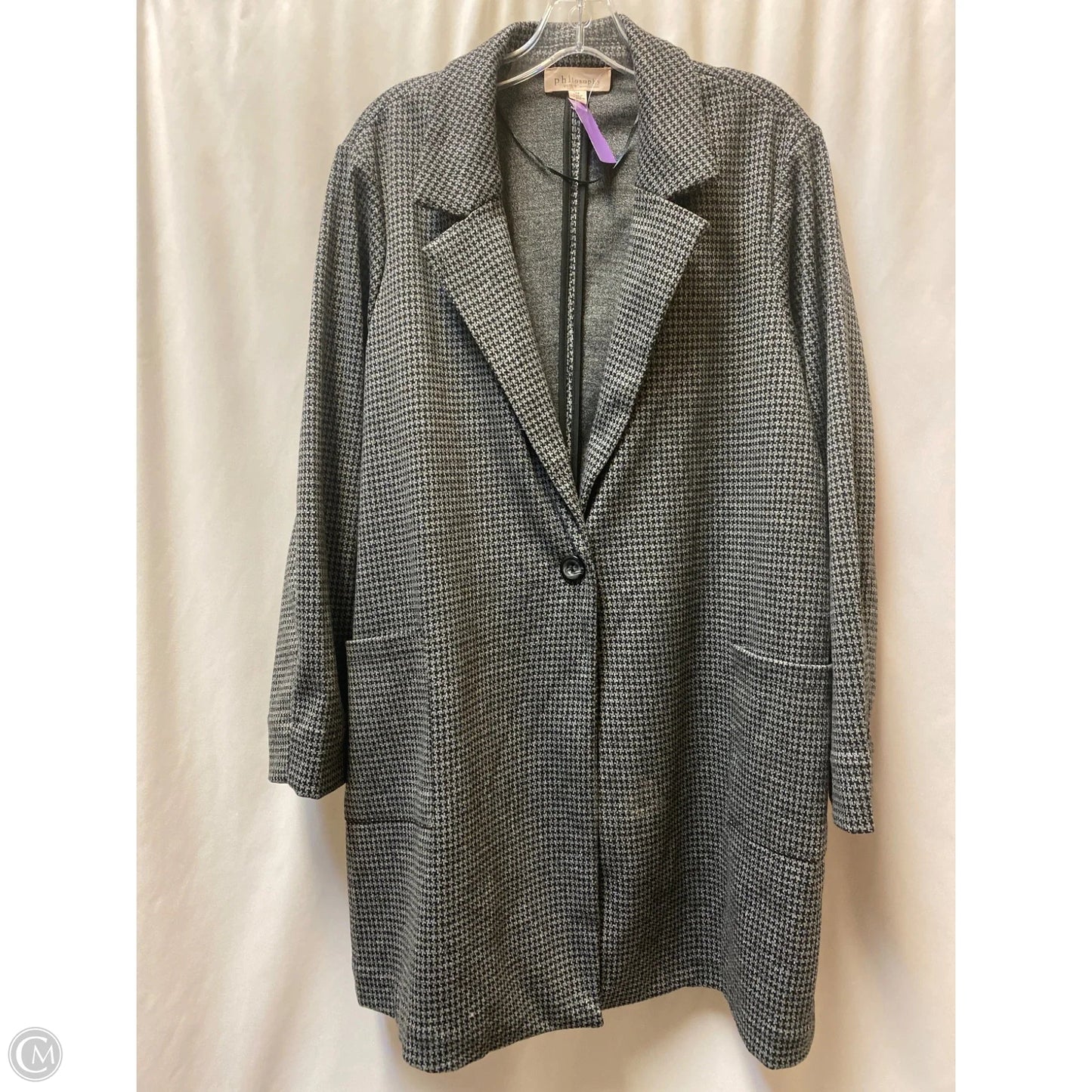 Coat Peacoat By Philosophy In Black & Grey, Size: 1x