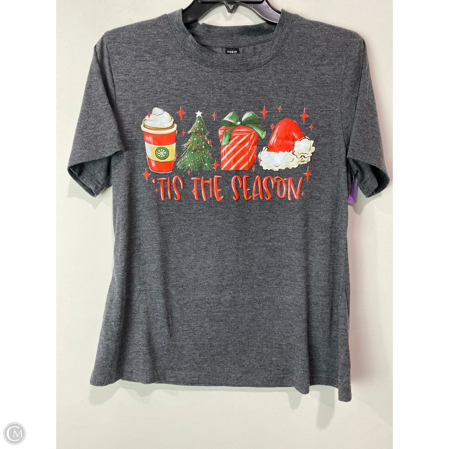 Top Short Sleeve By Shein In Grey, Size: M