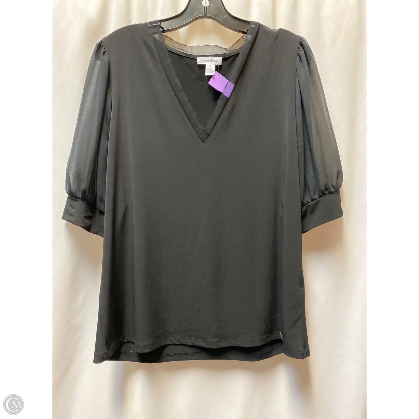 Top Short Sleeve By Calvin Klein In Black, Size: L