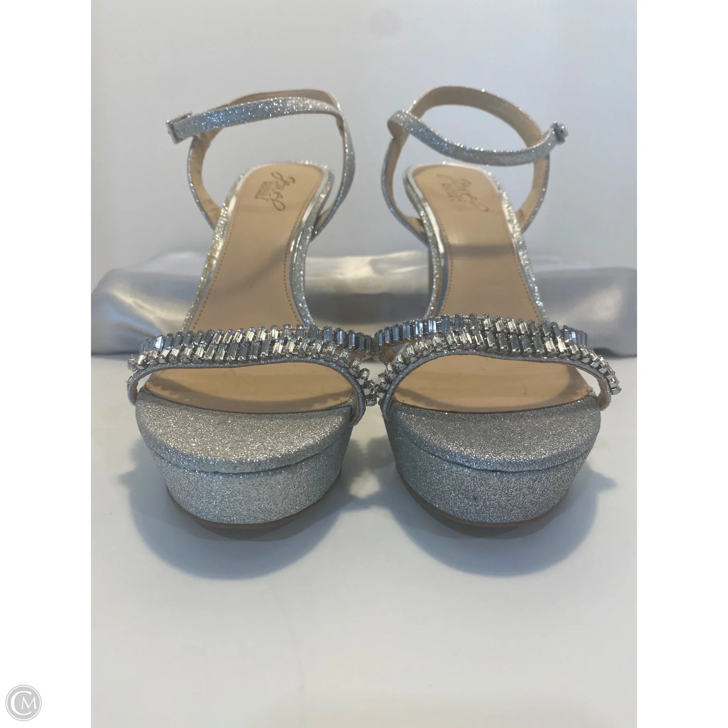 Shoes Heels Stiletto By Badgley Mischka In Silver, Size: 9