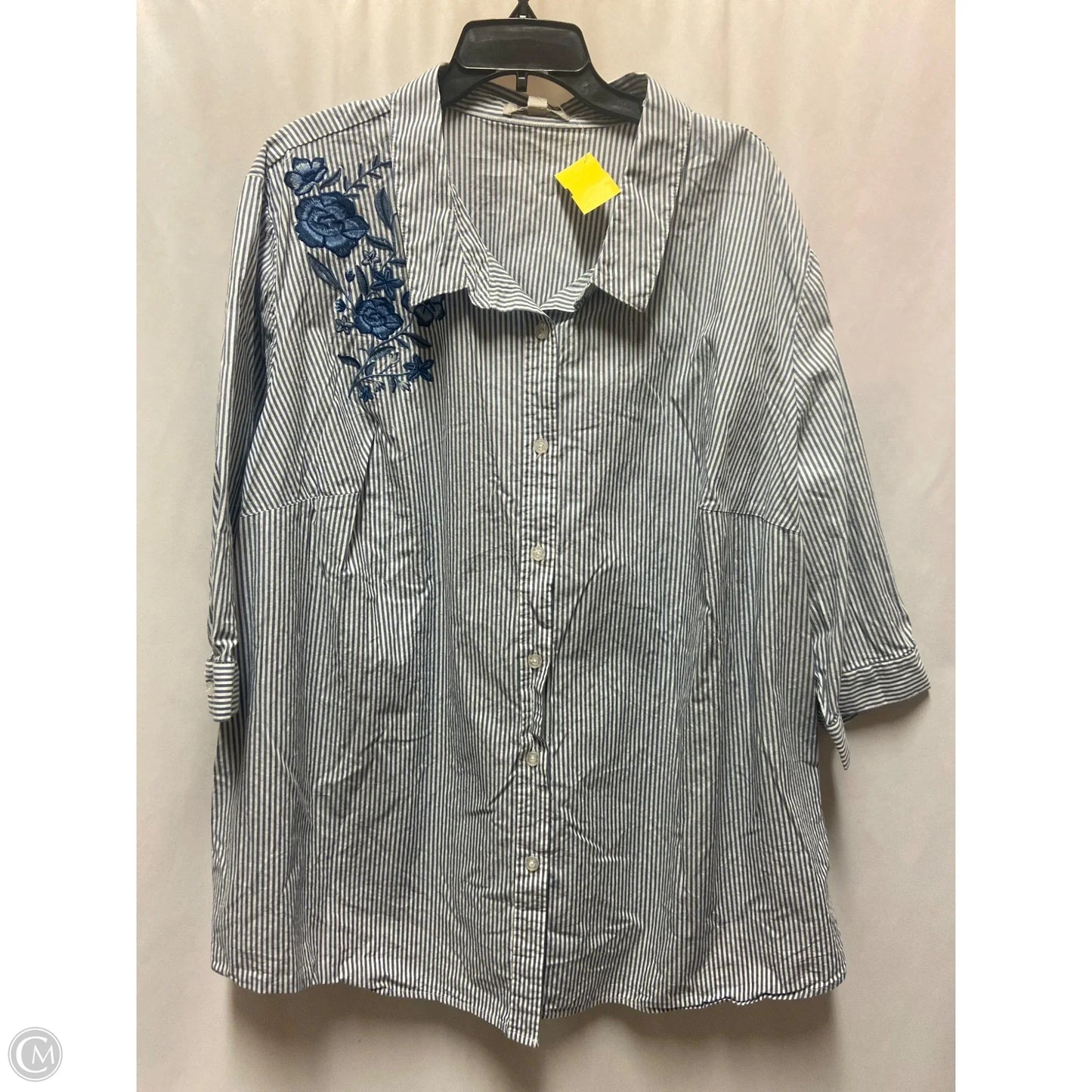 Top Long Sleeve By Woman Within In Blue, Size: 4x