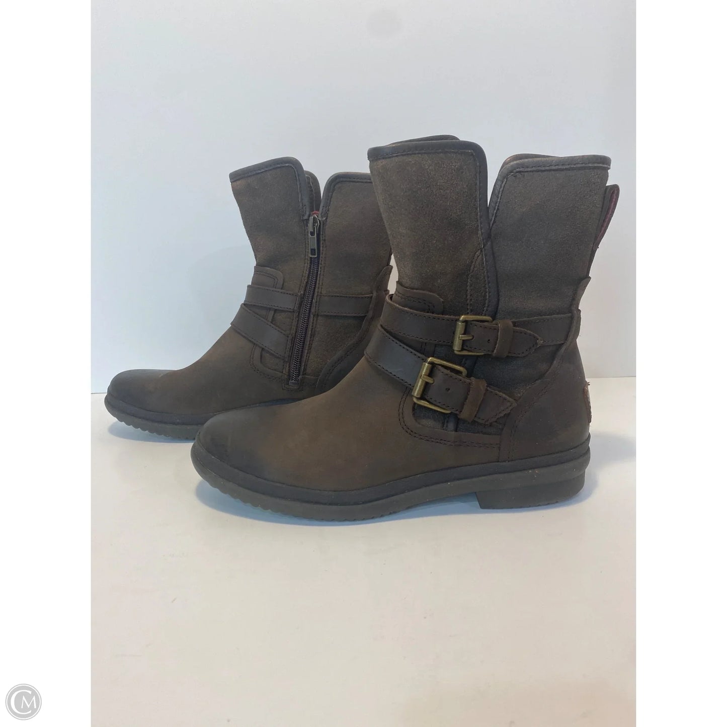 Boots Designer By Ugg In Brown, Size: 6.5