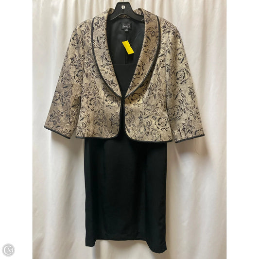 Dress Set 2pc By Adrianna Papell In Black & Gold, Size: M