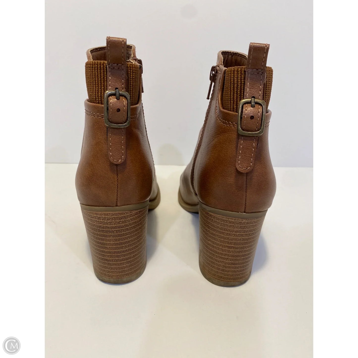 Boots Ankle Heels By Bare Traps In Brown, Size: 7.5