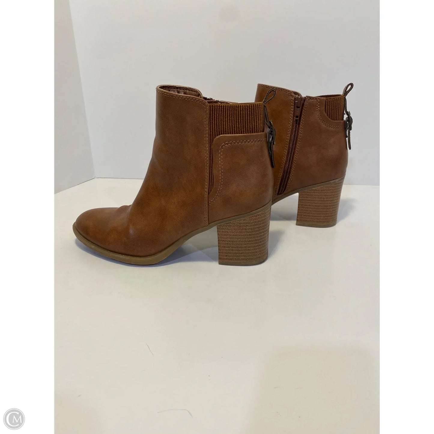 Boots Ankle Heels By Bare Traps In Brown, Size: 7.5