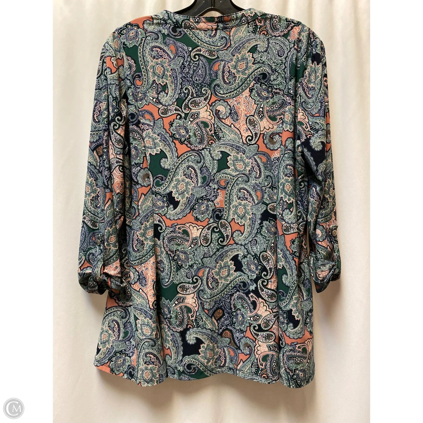 Top Long Sleeve By Roz And Ali In Paisley Print, Size: 1x