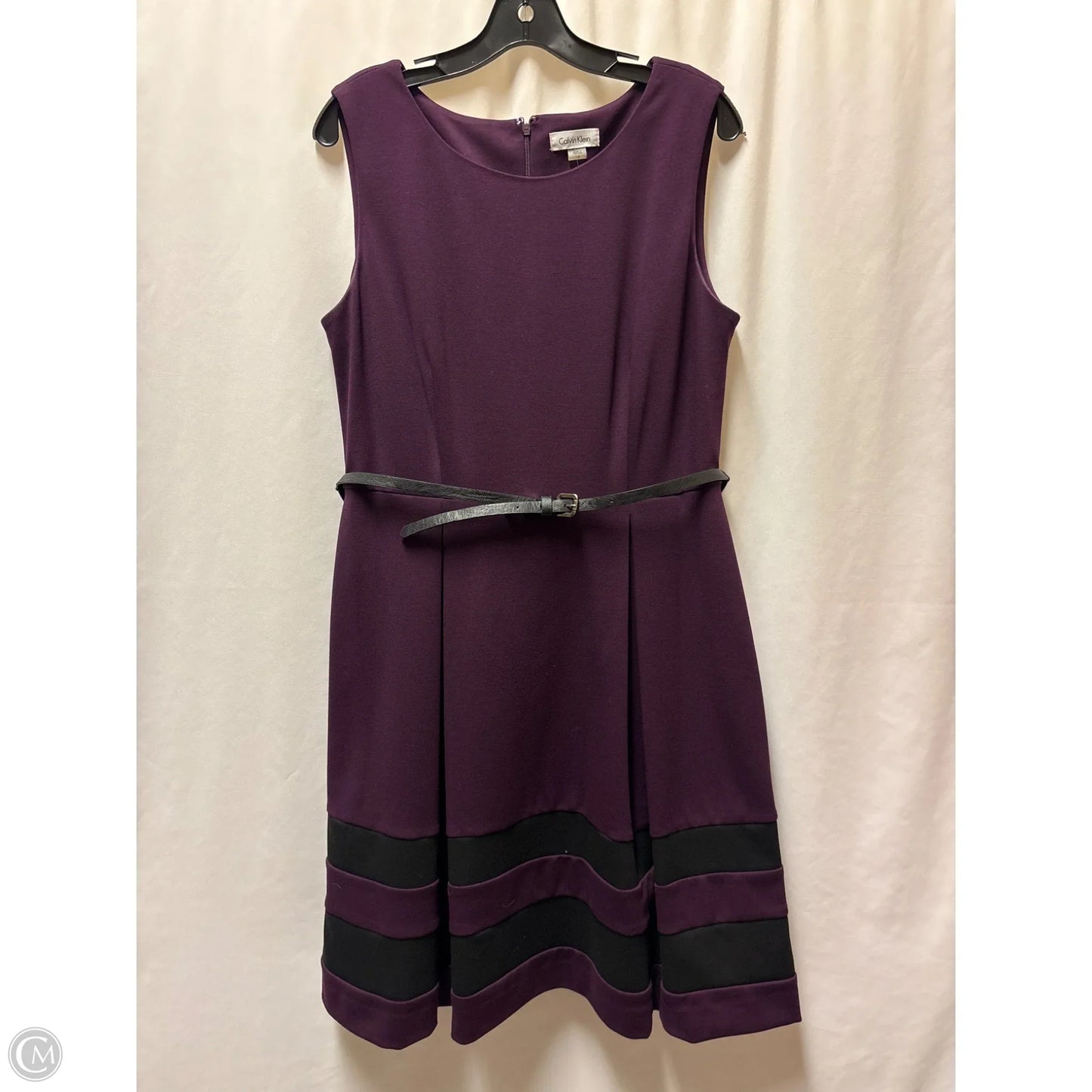 Dress Casual Midi By Calvin Klein In Purple, Size: L