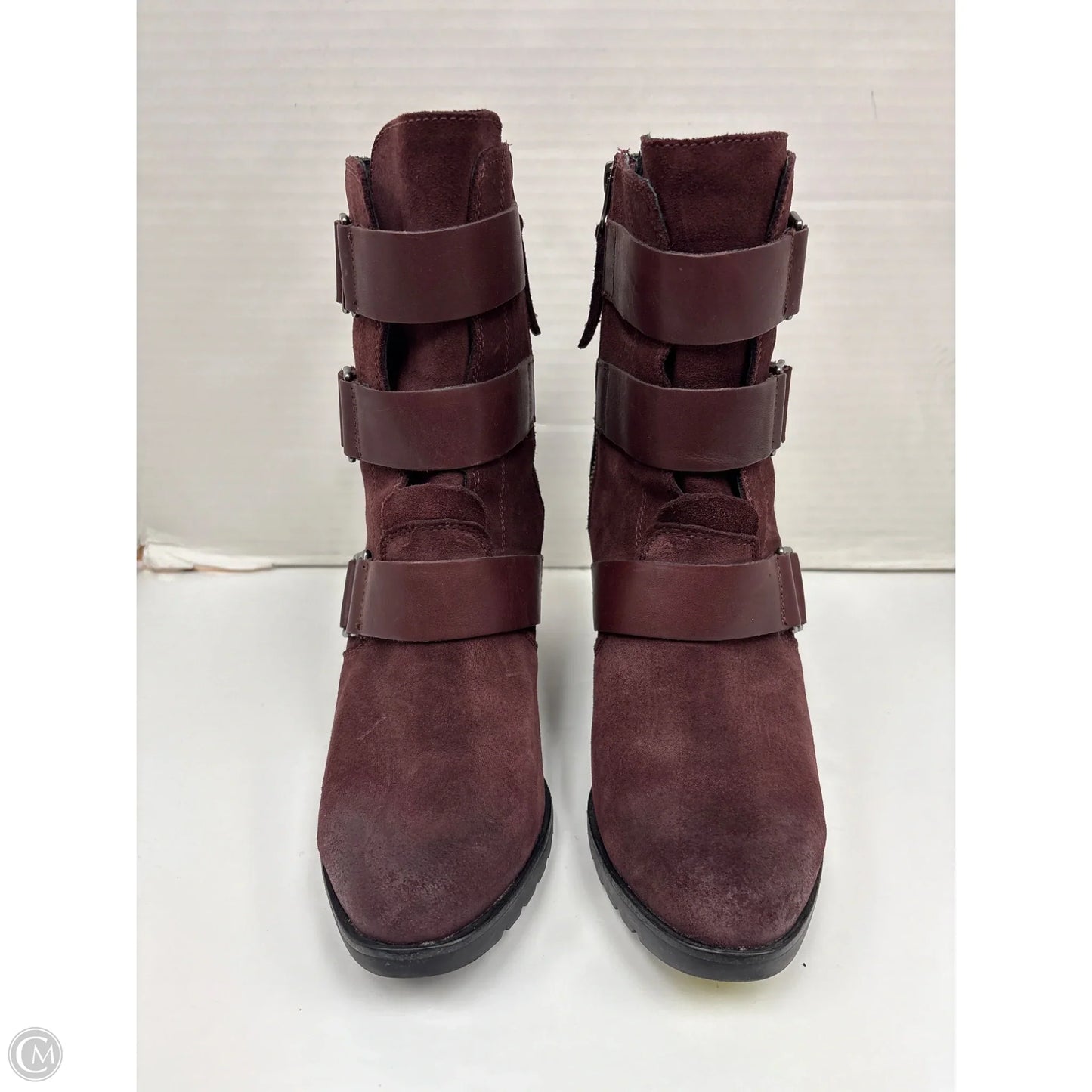 Boots Mid-calf Heels By Sorel In Maroon, Size: 10