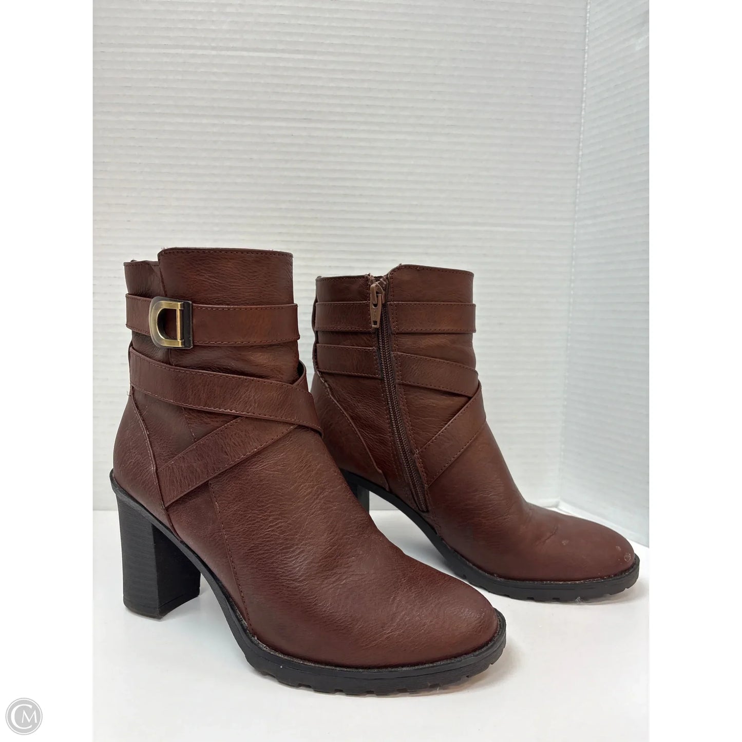 Boots Ankle Heels By Life Stride In Brown, Size: 8