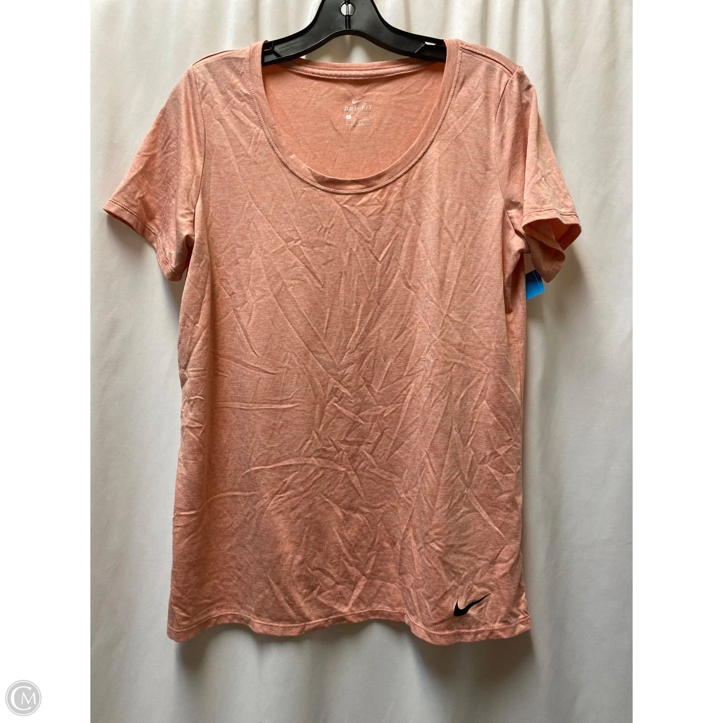 Athletic Top Short Sleeve By Nike In Peach, Size: L