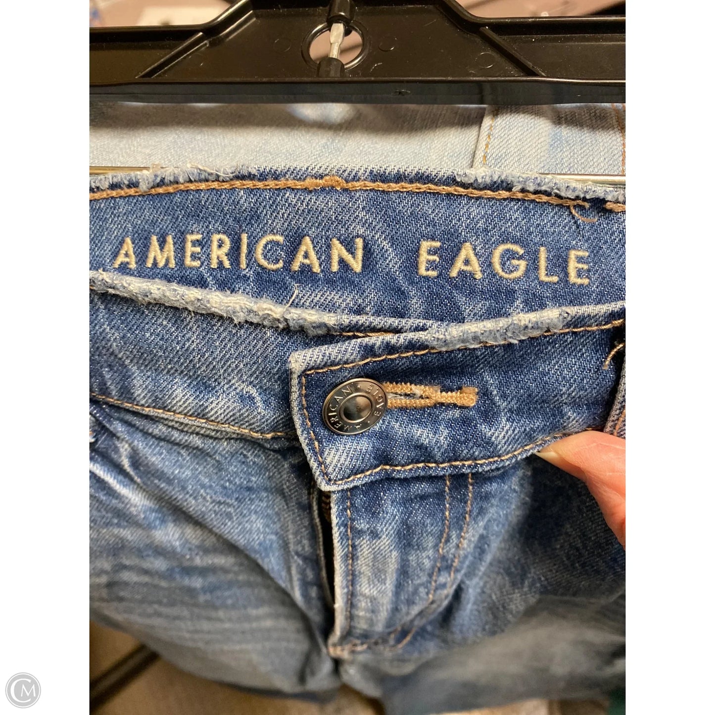 Jeans Straight By American Eagle In Blue Denim, Size: 10
