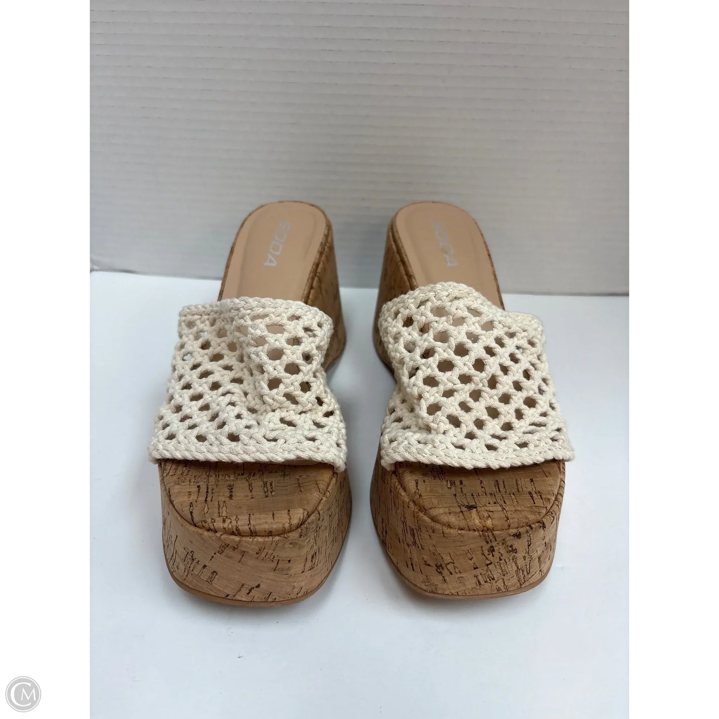 Sandals Heels Block By Soda In Cream, Size: 7