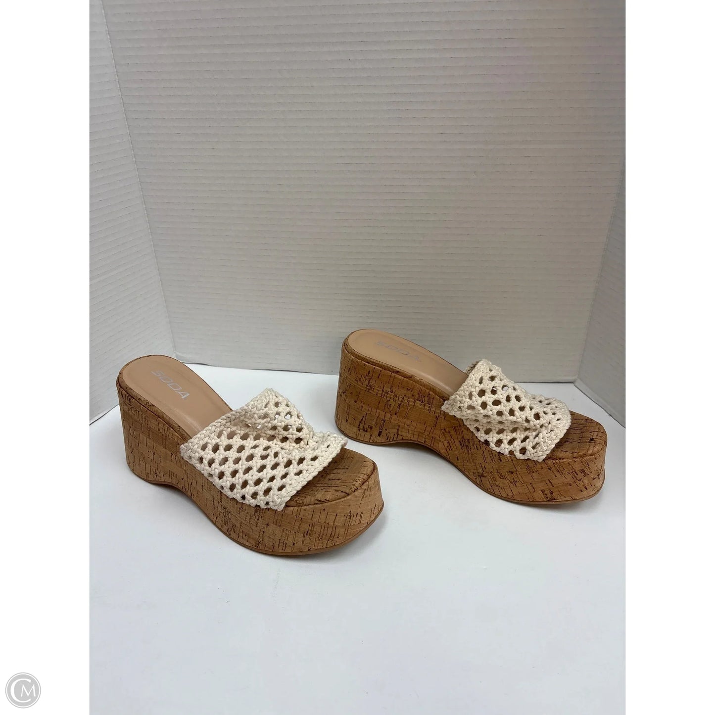 Sandals Heels Block By Soda In Cream, Size: 7