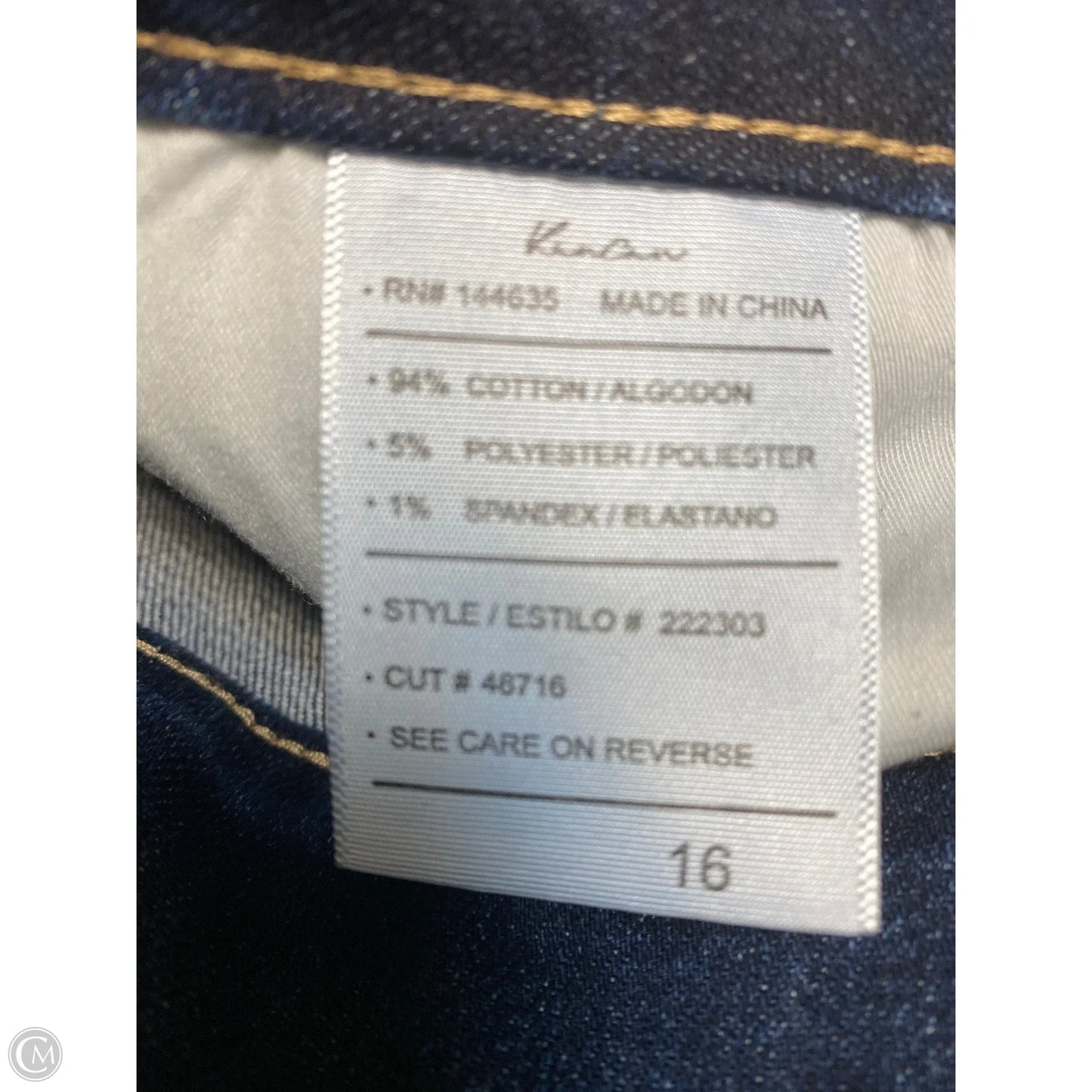 Jeans Cropped By Kancan In Blue Denim, Size: 16