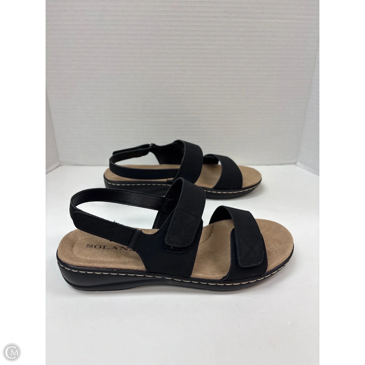 Sandals Flats By Solanz In Black, Size: 7.5