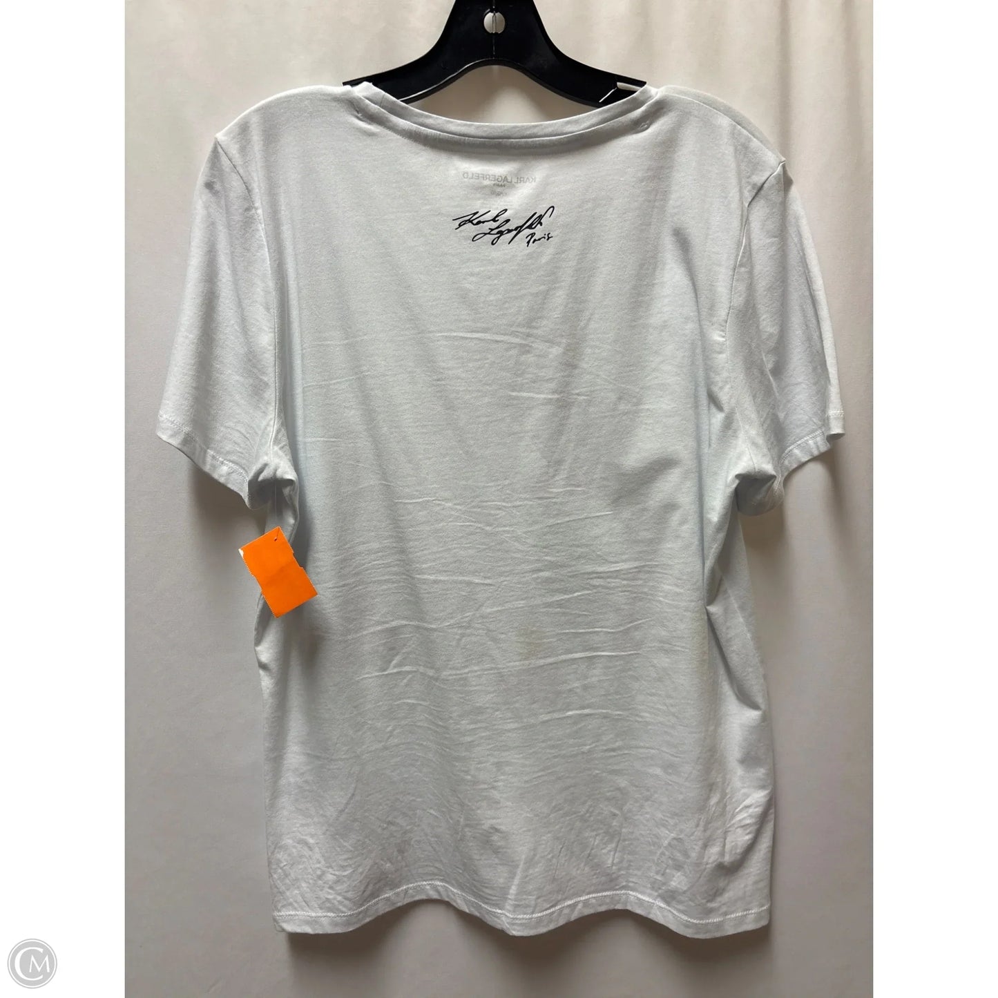 Top Short Sleeve Designer By Karl Lagerfeld In White, Size: L