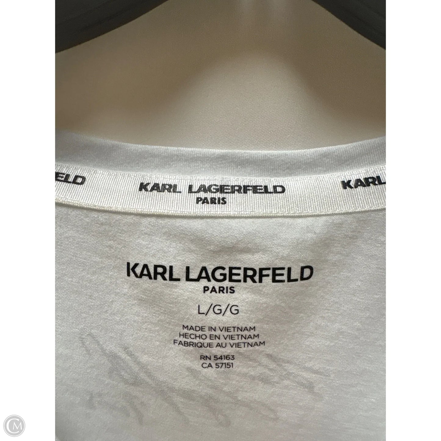 Top Short Sleeve Designer By Karl Lagerfeld In White, Size: L