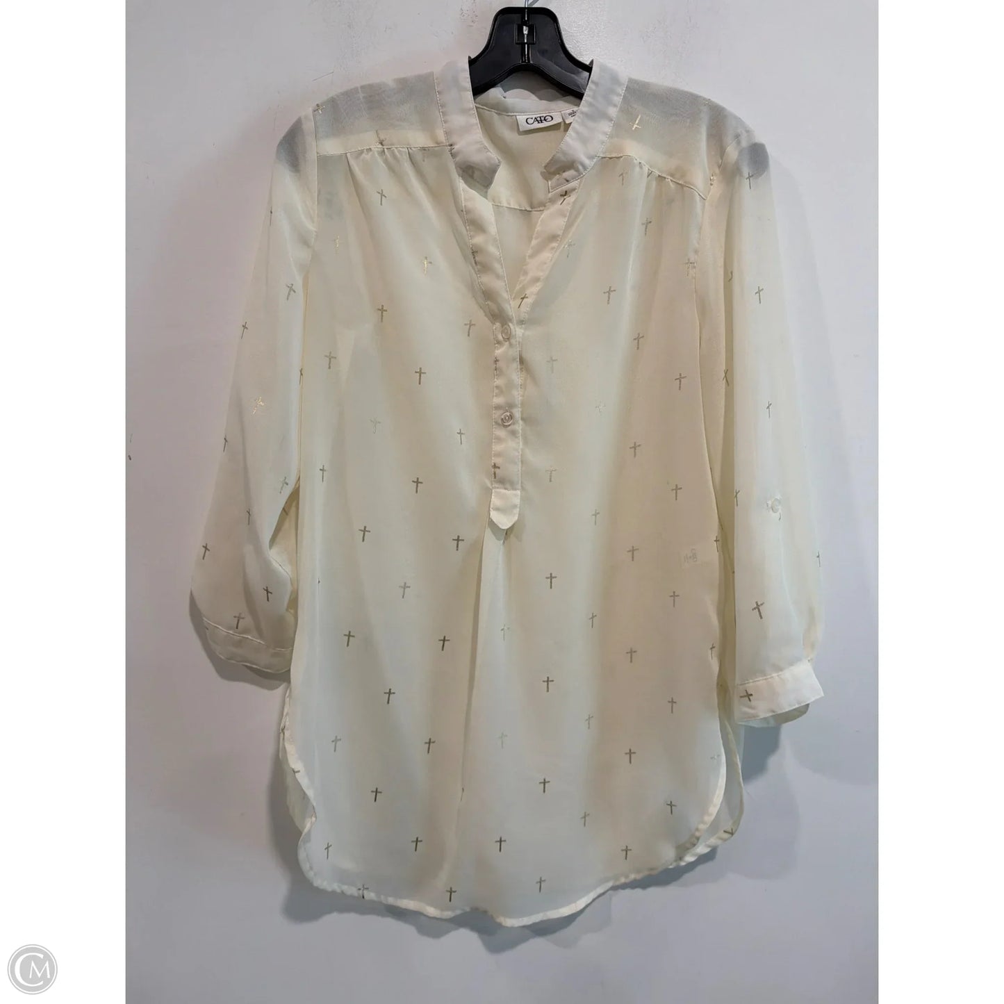 Top Long Sleeve By Cato In Cream, Size: S