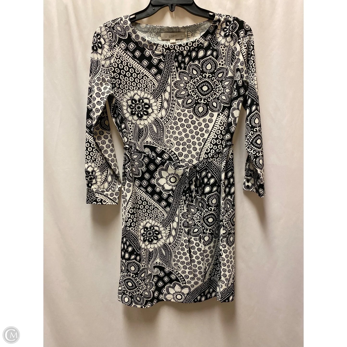 Dress Casual Midi By Loft In Black & White, Size: Xsp