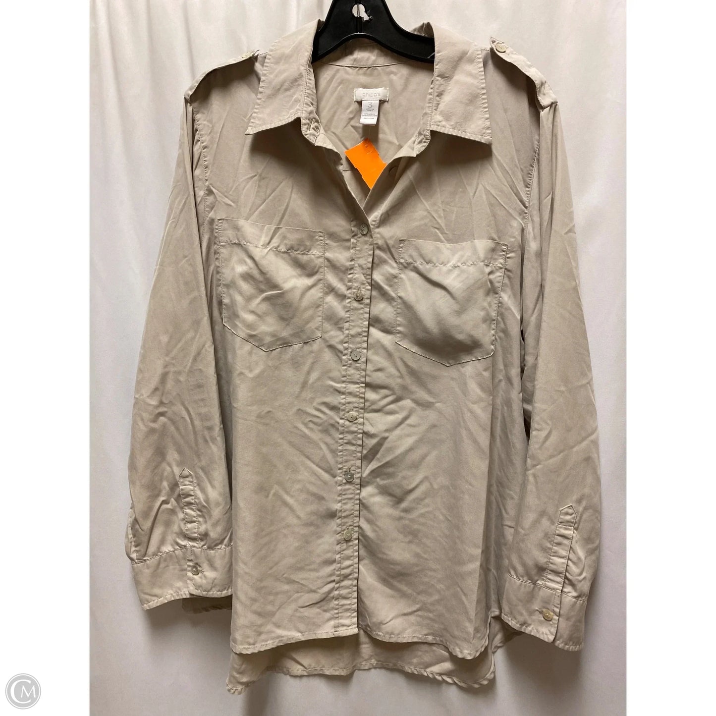 Top Long Sleeve By Chicos In Beige, Size: Xl
