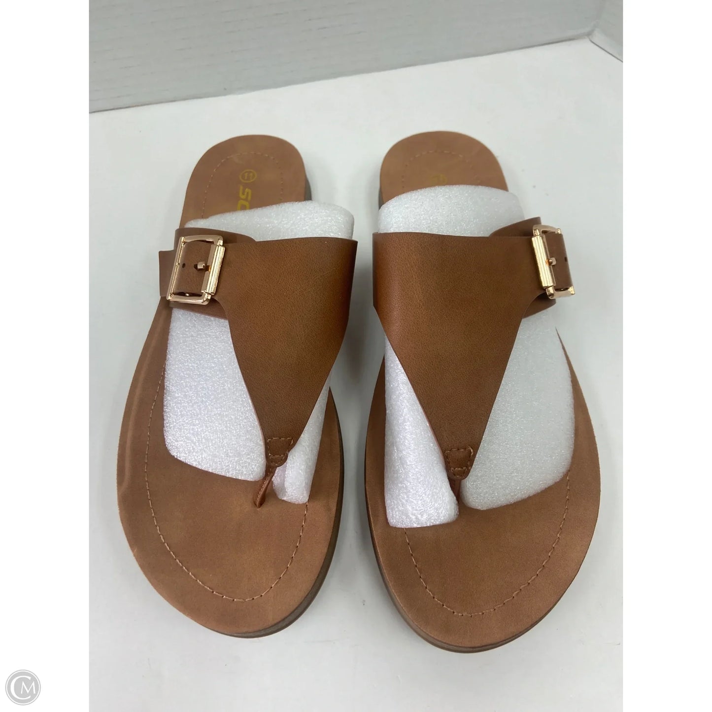 Sandals Flats By Soda In Brown, Size: 11