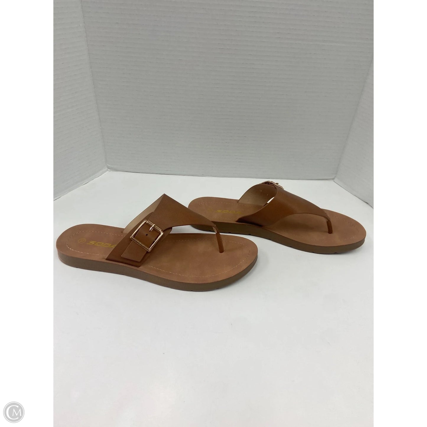 Sandals Flats By Soda In Brown, Size: 11