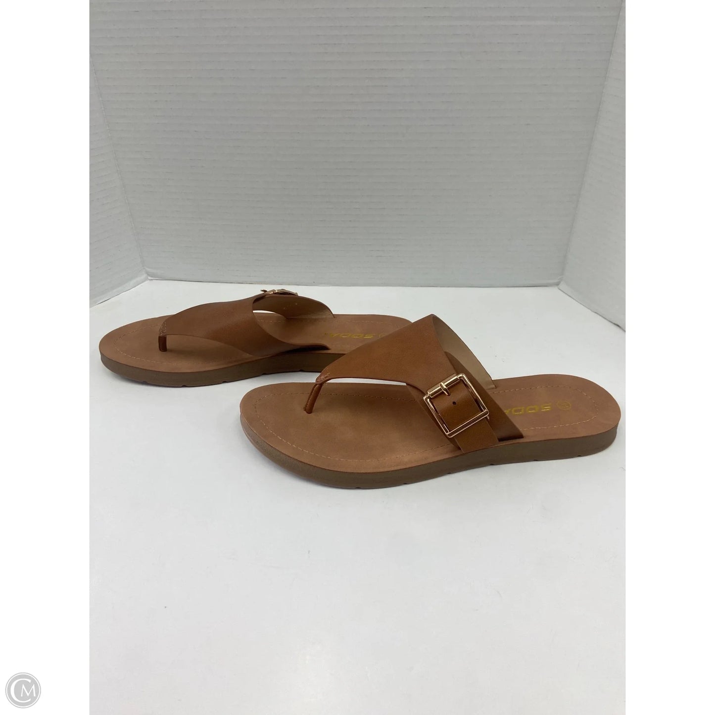 Sandals Flats By Soda In Brown, Size: 11