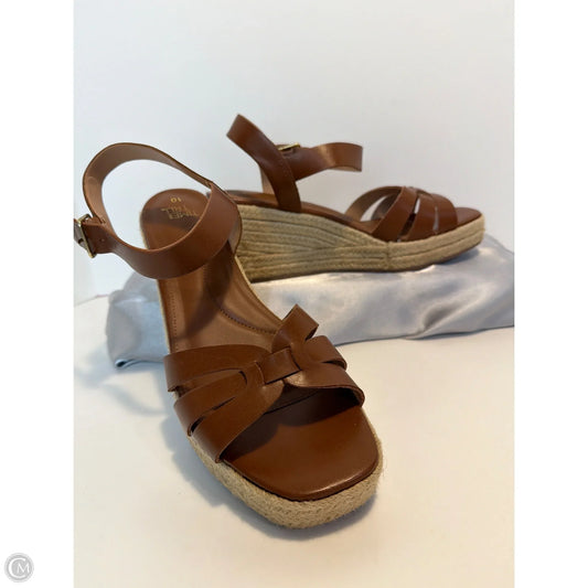 Sandals Heels Block By Time And Tru In Brown, Size: 10