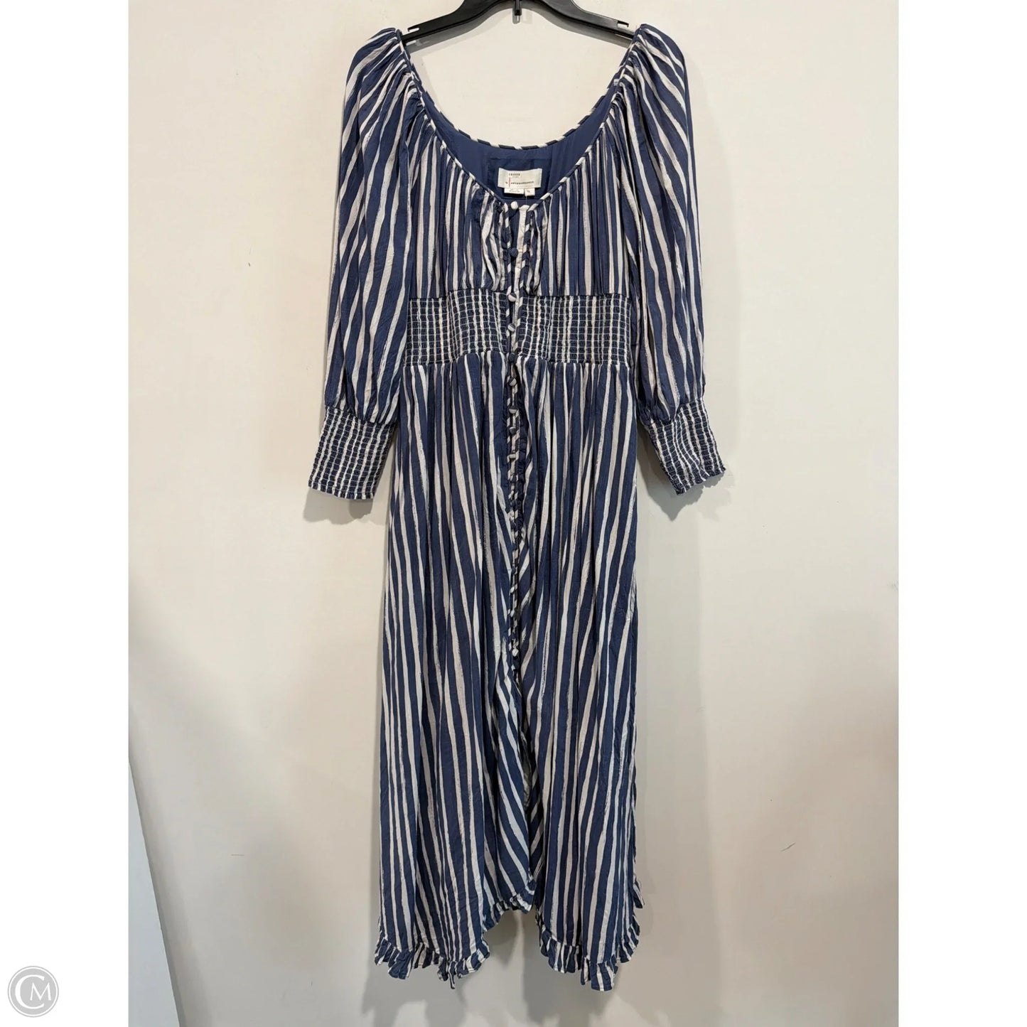 Dress Casual Maxi By Anthropologie In Blue & White, Size: L