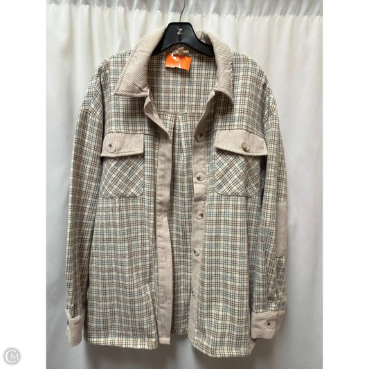 Jacket Shirt By Hem & Thread In Beige, Size: L