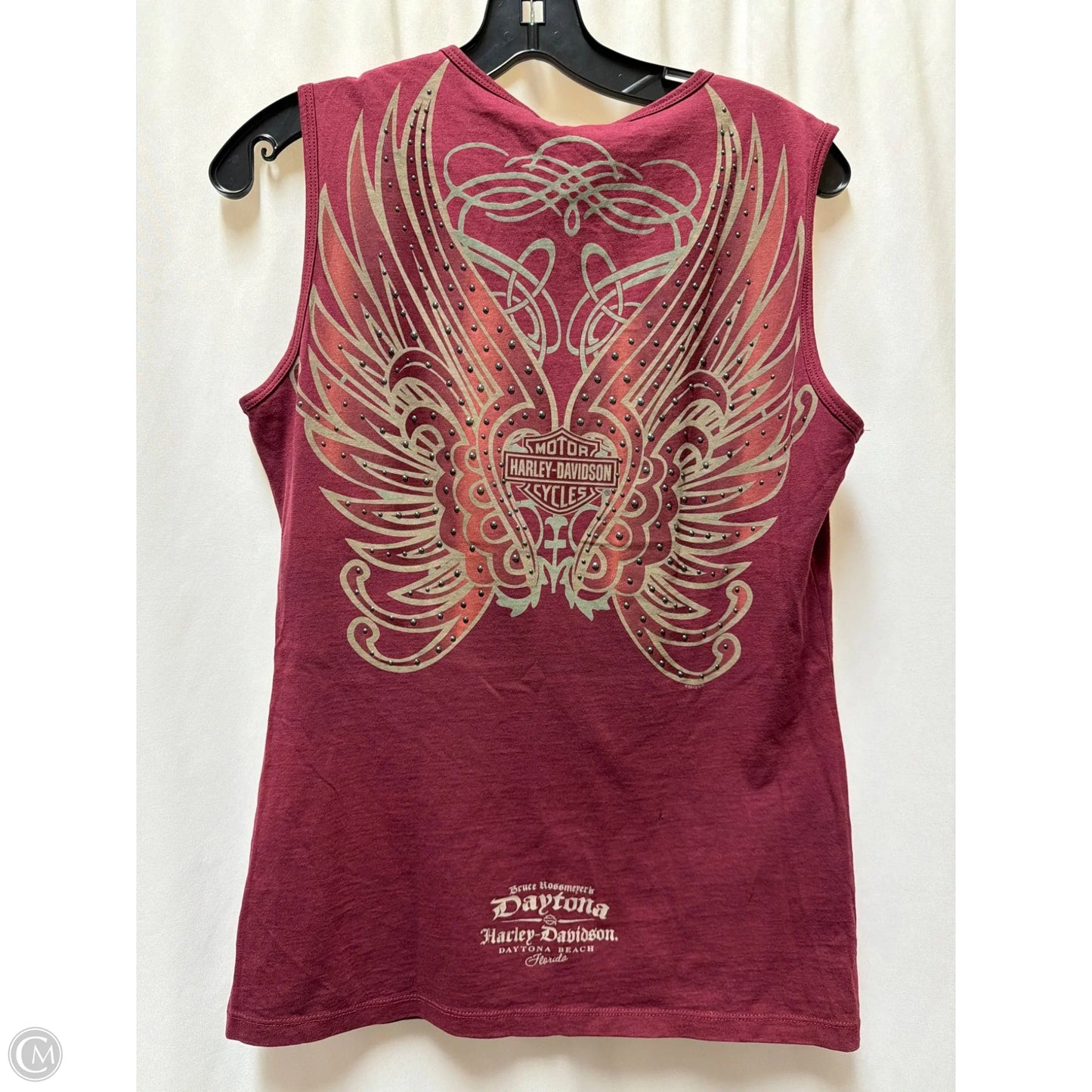 Top Sleeveless By Harley Davidson In Maroon, Size: L