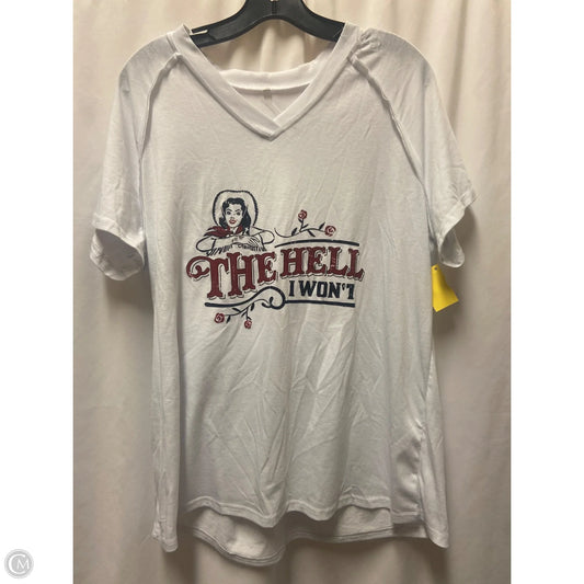 Top Short Sleeve By Clothes Mentor In White, Size: 2x
