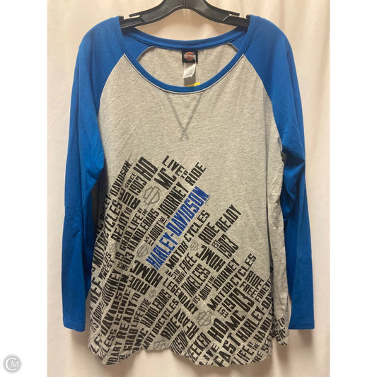 Top Long Sleeve By Harley Davidson In Grey, Size: 2x