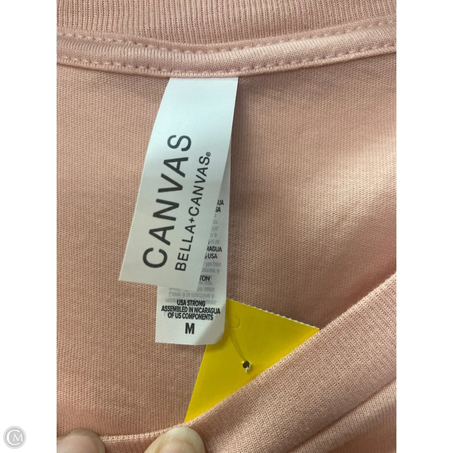 Top Short Sleeve By Bella + Canvas In Peach, Size: M