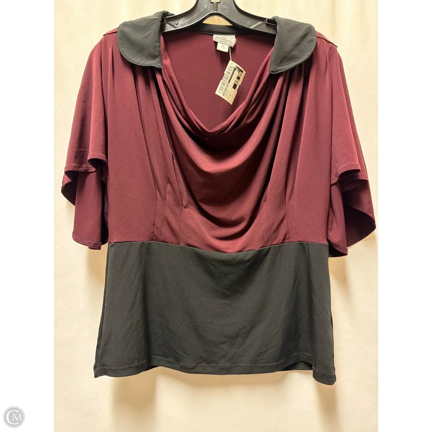 Top Short Sleeve By Worthington In Maroon, Size: M