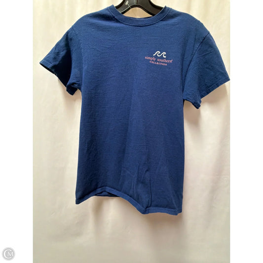 Top Short Sleeve By Simply Southern In Navy, Size: S