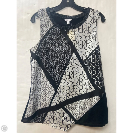 Top Sleeveless By Calvin Klein In Black & White, Size: L