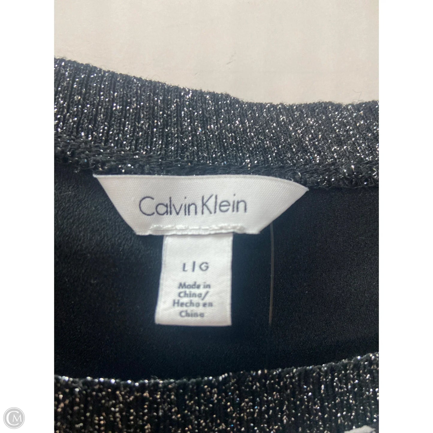 Top Sleeveless By Calvin Klein In Black & White, Size: L