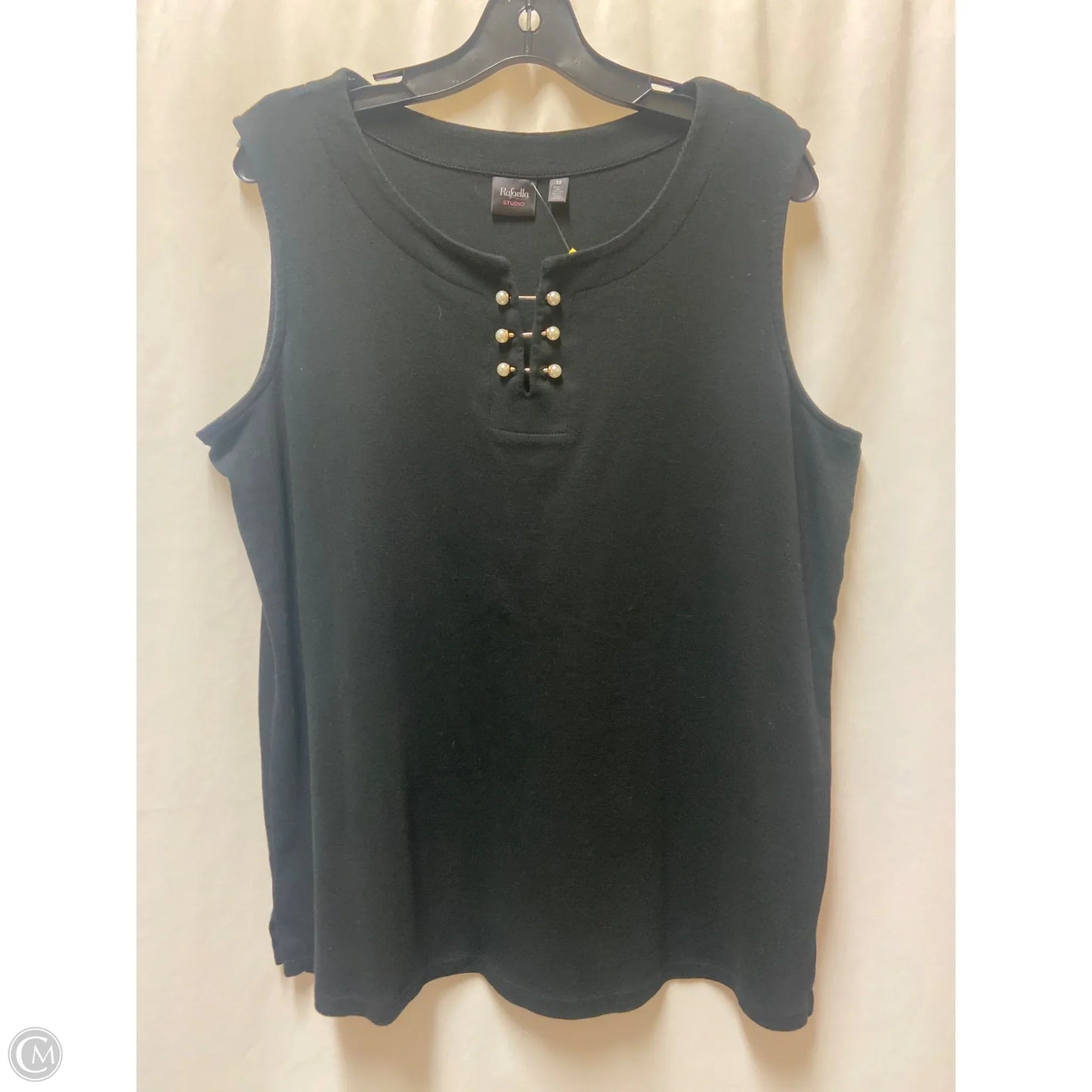 Top Sleeveless By Rafaella In Black, Size: 1x