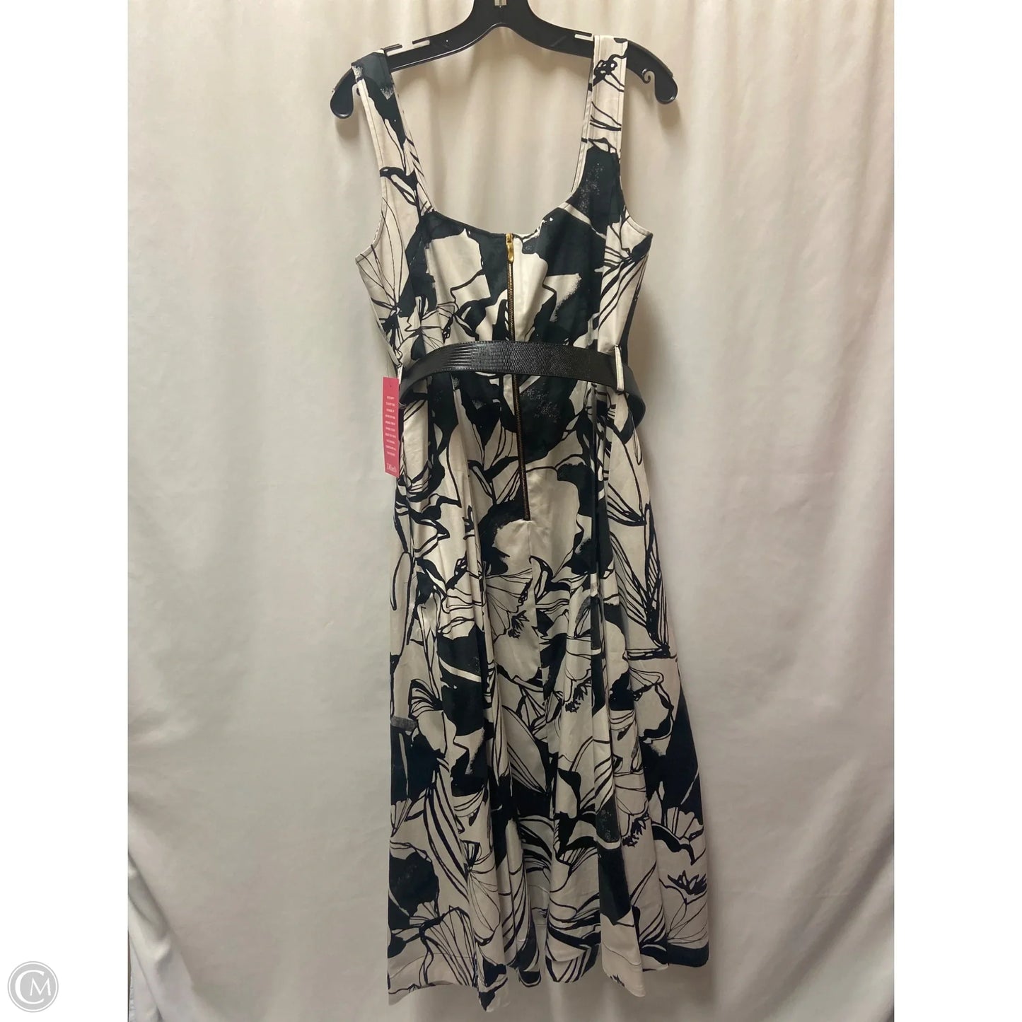 Dress Casual Maxi By Donna Karan In Black & White, Size: L