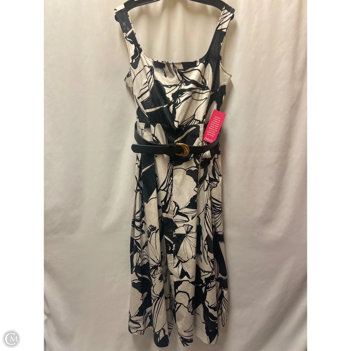 Dress Casual Maxi By Donna Karan In Black & White, Size: L