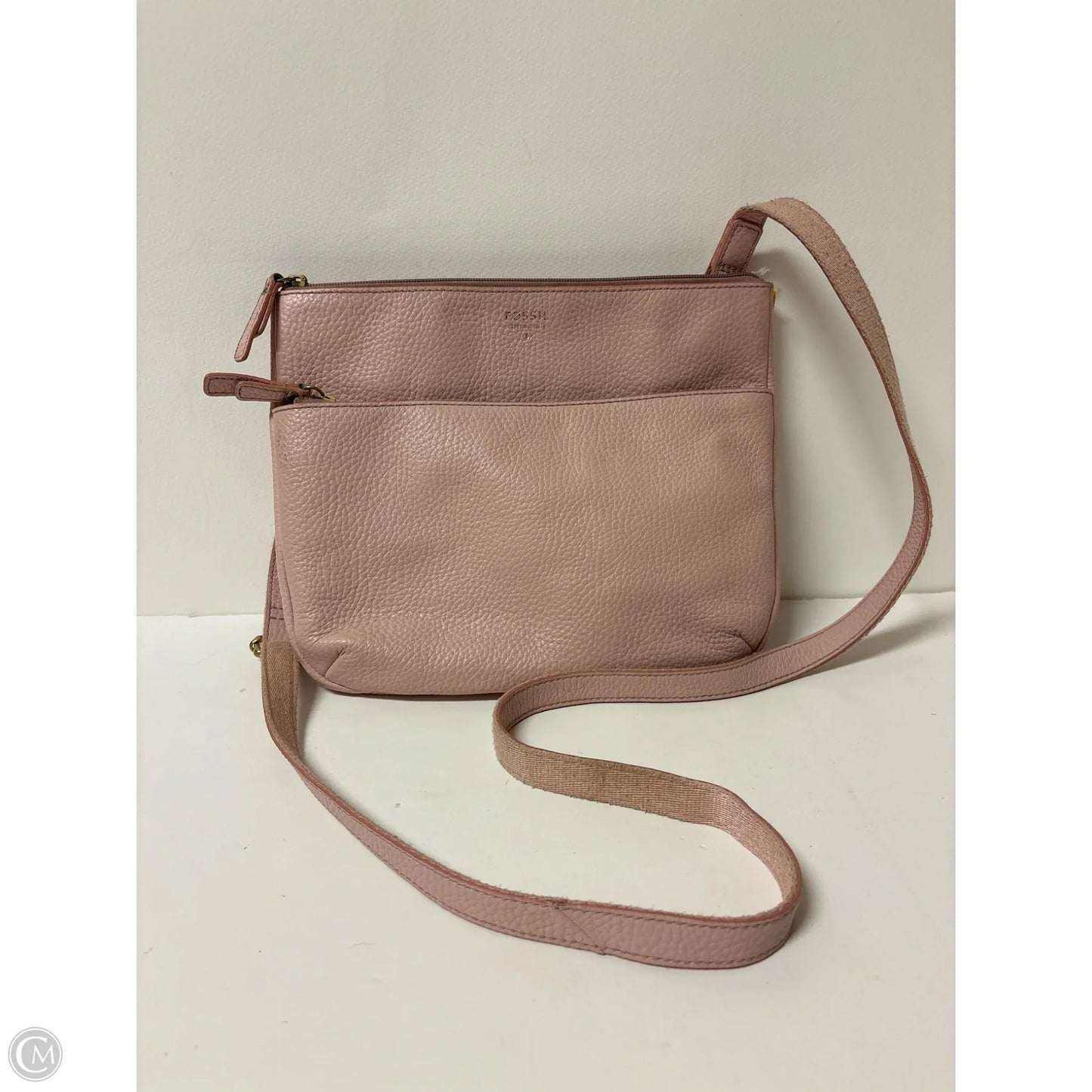 Handbag Leather By Fossil, Size: Medium
