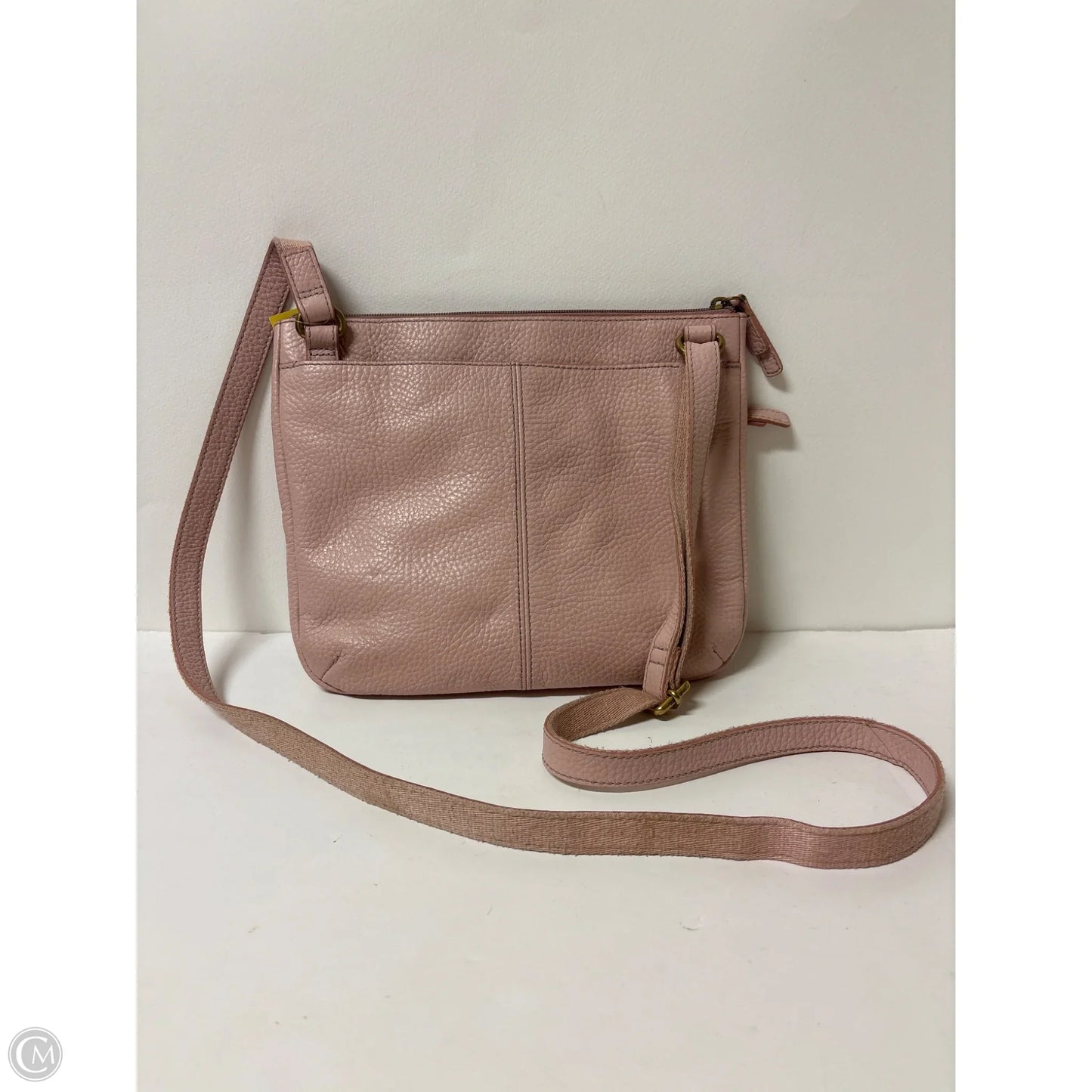 Handbag Leather By Fossil, Size: Medium
