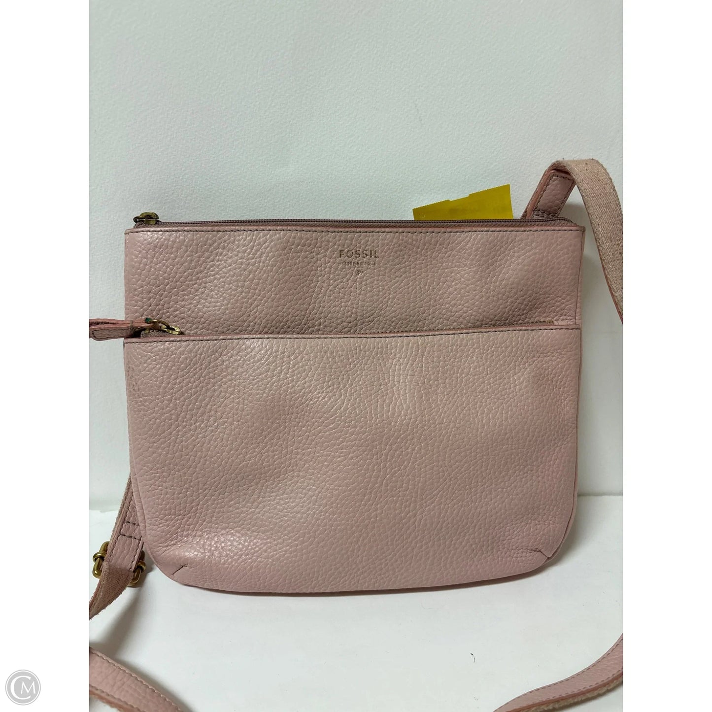Handbag Leather By Fossil, Size: Medium