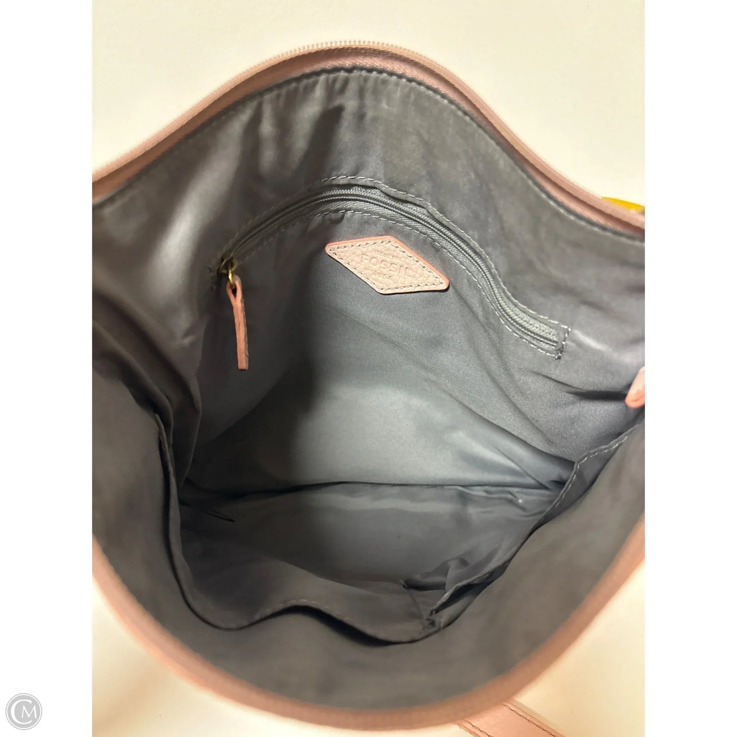 Handbag Leather By Fossil, Size: Medium