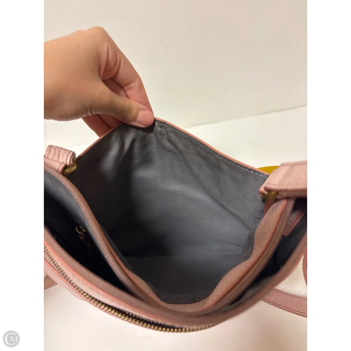 Handbag Leather By Fossil, Size: Medium