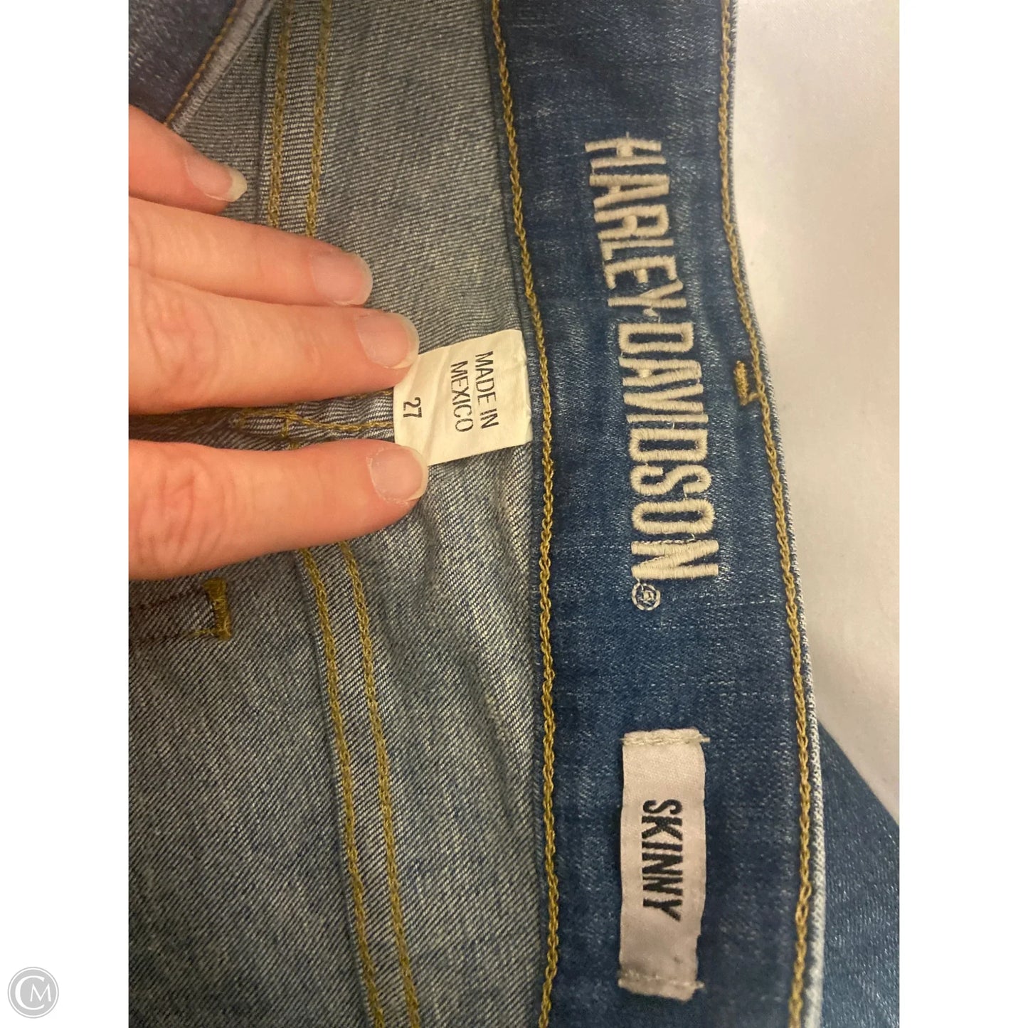 Jeans Skinny By Harley Davidson In Blue Denim, Size: 4