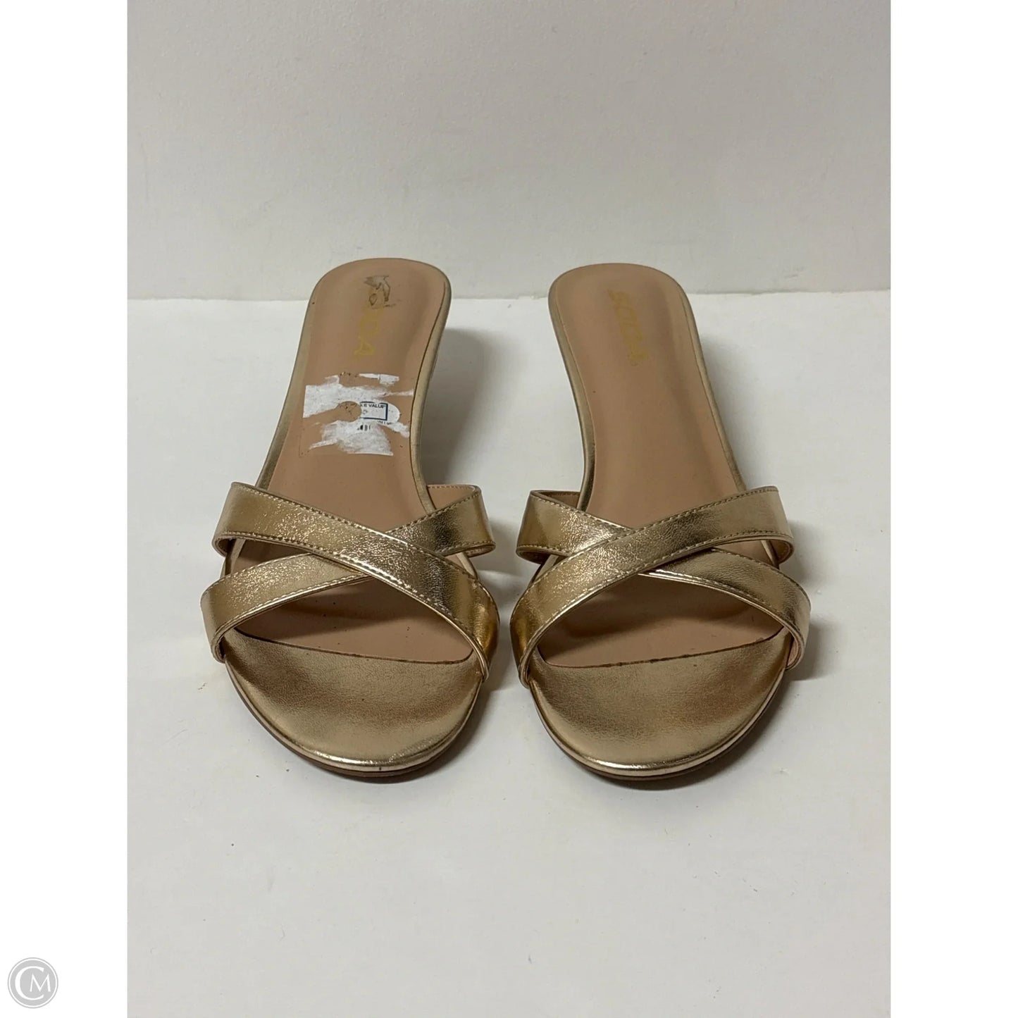 Shoes Heels Kitten By Soda In Gold, Size: 9
