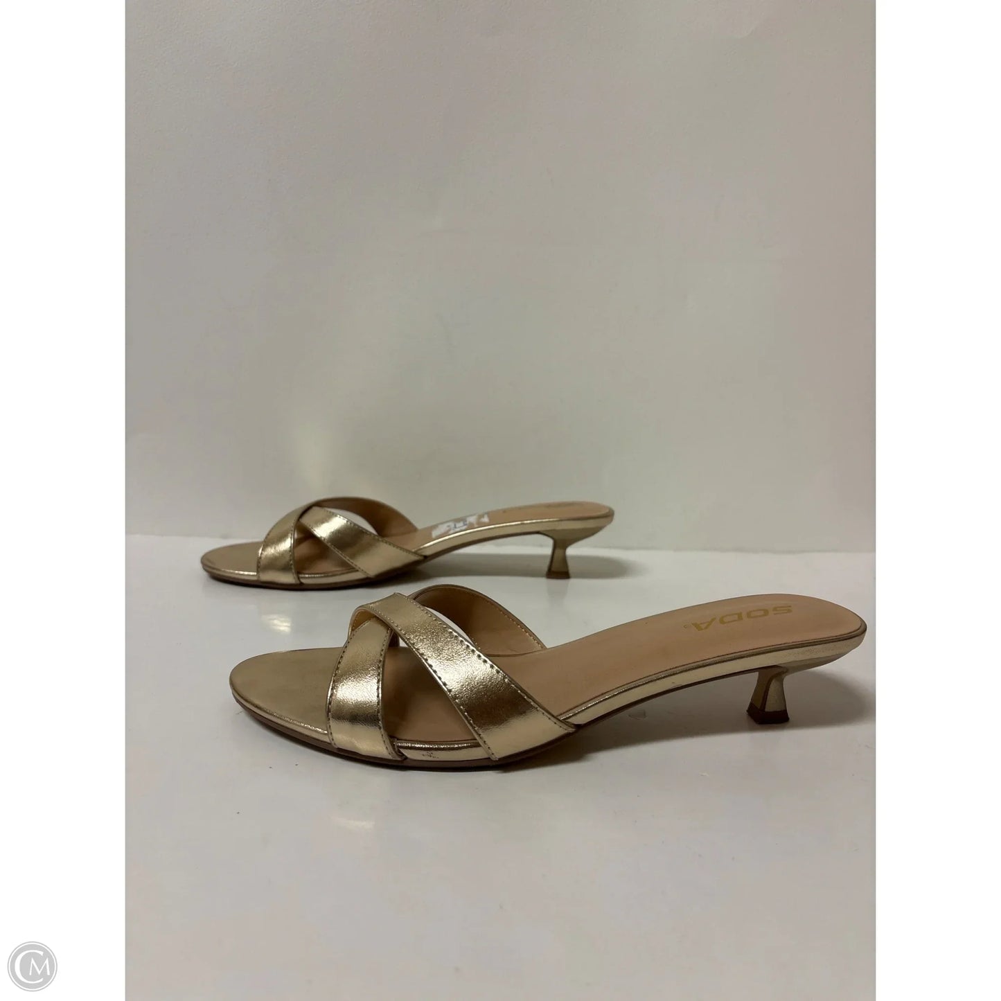 Shoes Heels Kitten By Soda In Gold, Size: 9