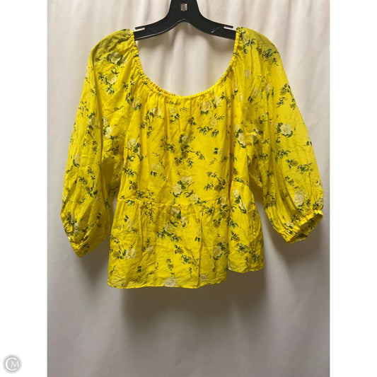 Top Long Sleeve Designer By Alice + Olivia In Yellow, Size: L